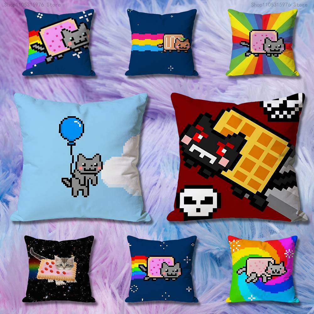 Gate Anime Merchandise - Capa de Almofada Estampada de Gato